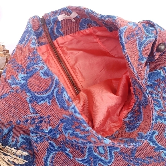 Tulle Blue Orange Coral Patterned Skirt Sz S - Picture 10 of 11
